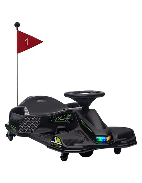 HOMCOM 12V Kids Electric Go Kart with Music, LED Lights, Slow Start, Black