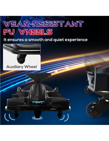 HOMCOM 12V Kids Electric Go Kart with Music, LED Lights, Slow Start, Black