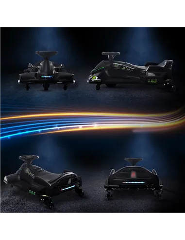 HOMCOM 12V Kids Electric Go Kart with Music, LED Lights, Slow Start, Black