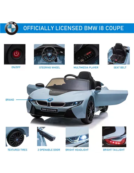 HOMCOM Kids 6V Battery PP Licensed BMW Ride On Car Blue