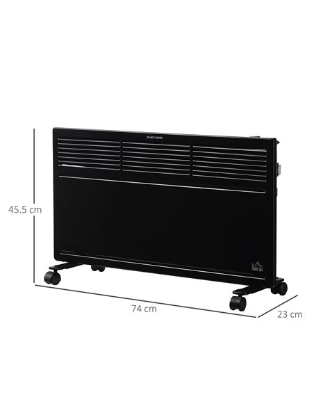 HOMCOM POWER Convector Radiator Freestanding or Wall-mounted Heating with 2 Heat Settings Safety Cut-Off, Black
