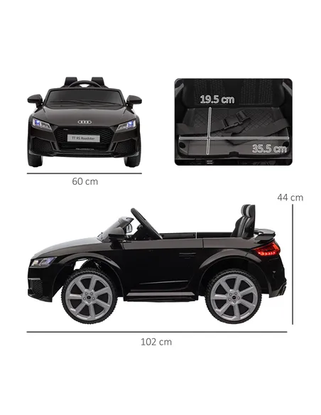 HOMCOM Kids Licensed Audi TT Ride-On Car 12V Battery w/ Remote Suspension Headlights and MP3 Player 2.5-5km/h Black