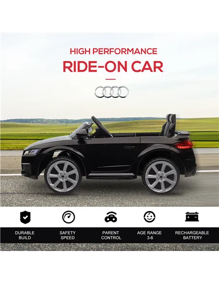 HOMCOM Kids Licensed Audi TT Ride-On Car 12V Battery w/ Remote Suspension Headlights and MP3 Player 2.5-5km/h Black