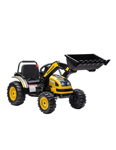 HOMCOM 6V Electric Kids Ride On Digger Excavator Construction Tractor Music Headlight for 3-5 years Yellow