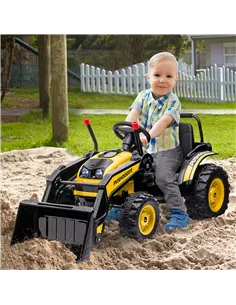 HOMCOM 6V Electric Kids Ride On Digger Excavator Construction Tractor Music Headlight for 3-5 years Yellow 2