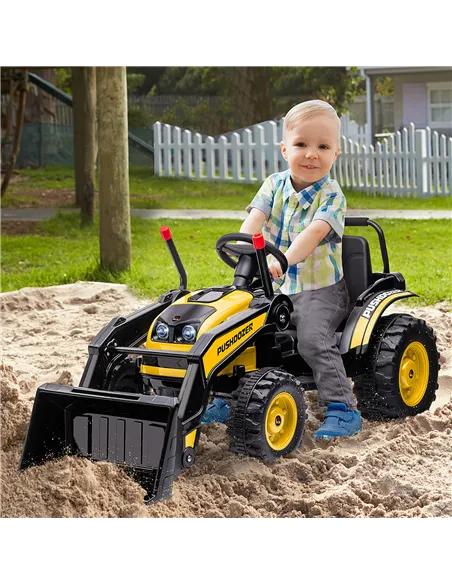 HOMCOM 6V Electric Kids Ride On Digger Excavator Construction Tractor Music Headlight for 3-5 years Yellow