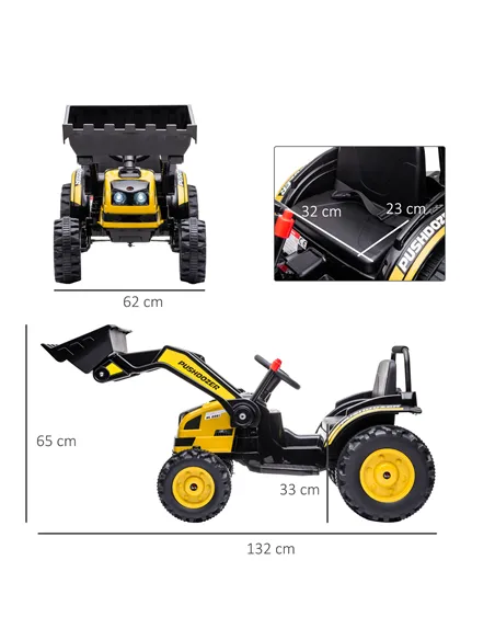 HOMCOM 6V Electric Kids Ride On Digger Excavator Construction Tractor Music Headlight for 3-5 years Yellow