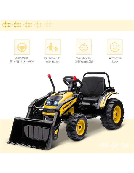 HOMCOM 6V Electric Kids Ride On Digger Excavator Construction Tractor Music Headlight for 3-5 years Yellow