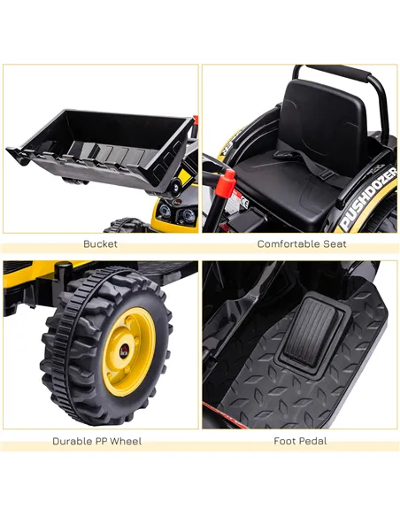 HOMCOM 6V Electric Kids Ride On Digger Excavator Construction Tractor Music Headlight for 3-5 years Yellow