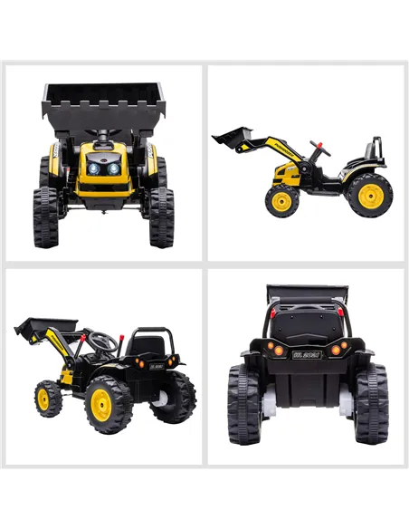 HOMCOM 6V Electric Kids Ride On Digger Excavator Construction Tractor Music Headlight for 3-5 years Yellow
