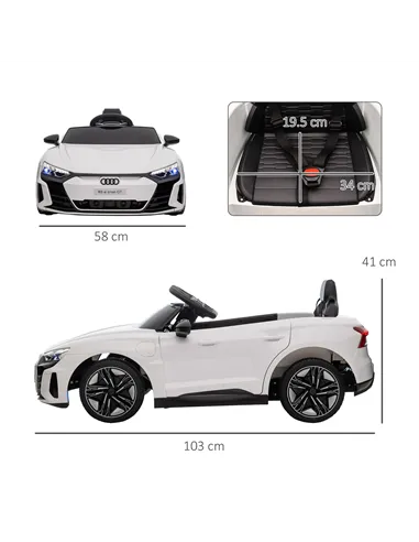 HOMCOM Audi Licensed 12V Kids Electric Ride-On, with Remote Control, Suspension System, Lights, Music, Motor - White