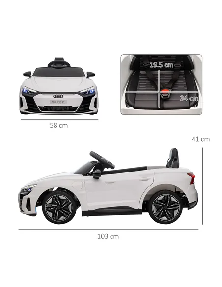 HOMCOM Audi Licensed 12V Kids Electric Ride-On, with Remote Control, Suspension System, Lights, Music, Motor - White