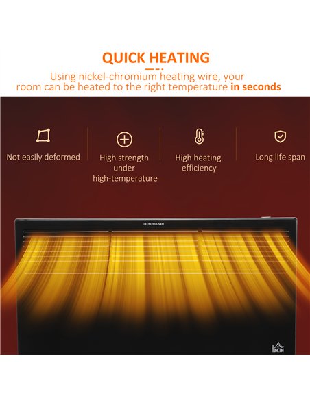 HOMCOM POWER Convector Radiator Freestanding or Wall-mounted Heating with 2 Heat Settings Safety Cut-Off, Black
