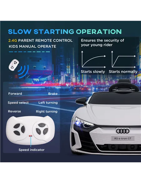 HOMCOM Audi Licensed 12V Kids Electric Ride-On, with Remote Control, Suspension System, Lights, Music, Motor - White
