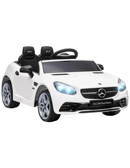 HOMCOM Benz SLC 300  Licensed 12V Kids Electric Ride On, with Music, Remote Control, LED Headlights, Horn, White