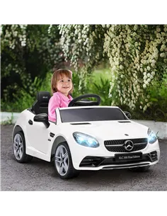HOMCOM Benz SLC 300  Licensed 12V Kids Electric Ride On, with Music, Remote Control, LED Headlights, Horn, White 2