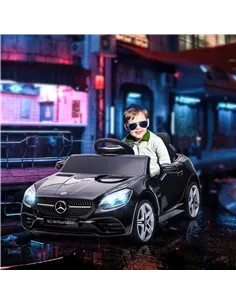 HOMCOM Benz SLC 300  Licensed 12V Kids Electric Ride On, with Music, Remote Control, LED Headlights, Horn, Black 2