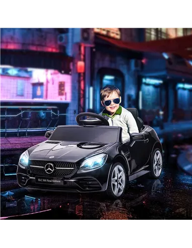 HOMCOM Benz SLC 300  Licensed 12V Kids Electric Ride On, with Music, Remote Control, LED Headlights, Horn, Black