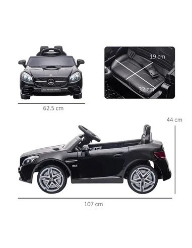 HOMCOM Benz SLC 300  Licensed 12V Kids Electric Ride On, with Music, Remote Control, LED Headlights, Horn, Black