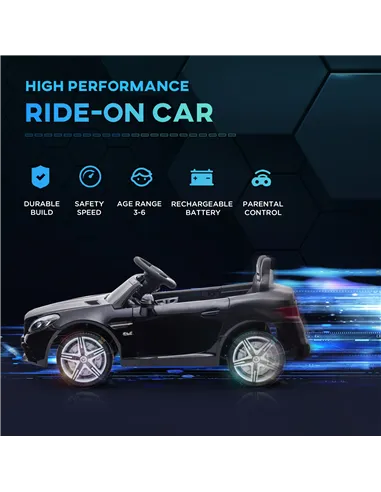 HOMCOM Benz SLC 300  Licensed 12V Kids Electric Ride On, with Music, Remote Control, LED Headlights, Horn, Black