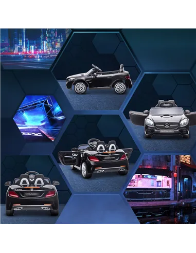 HOMCOM Benz SLC 300  Licensed 12V Kids Electric Ride On, with Music, Remote Control, LED Headlights, Horn, Black