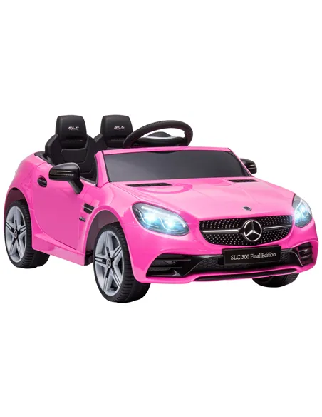 HOMCOM Benz SLC 300  Licensed 12V Kids Electric Ride On, with Music, Remote Control, LED Headlights, Horn, Pink