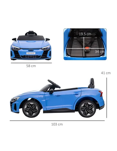 HOMCOM Audi Licensed 12V Kids Electric Ride-On, with Remote Control, Suspension System, Lights, Music, Motor - Blue