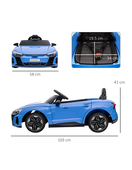 HOMCOM Audi Licensed 12V Kids Electric Ride-On, with Remote Control, Suspension System, Lights, Music, Motor - Blue