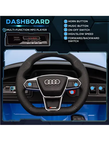 HOMCOM Audi Licensed 12V Kids Electric Ride-On, with Remote Control, Suspension System, Lights, Music, Motor - Blue