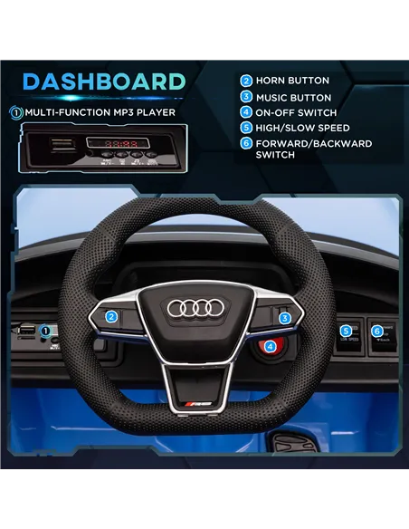 HOMCOM Audi Licensed 12V Kids Electric Ride-On, with Remote Control, Suspension System, Lights, Music, Motor - Blue