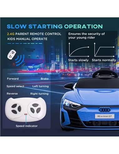 HOMCOM Audi Licensed 12V Kids Electric Ride-On, with Remote Control, Suspension System, Lights, Music, Motor - Blue