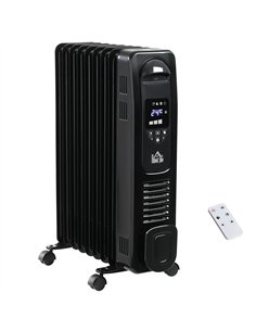 HOMCOM 2000W Digital Oil Filled Radiator, 9 Fin, Portable Electric Heater with LED Display, Timer, 3 Heat Settings, Safety Cut-O