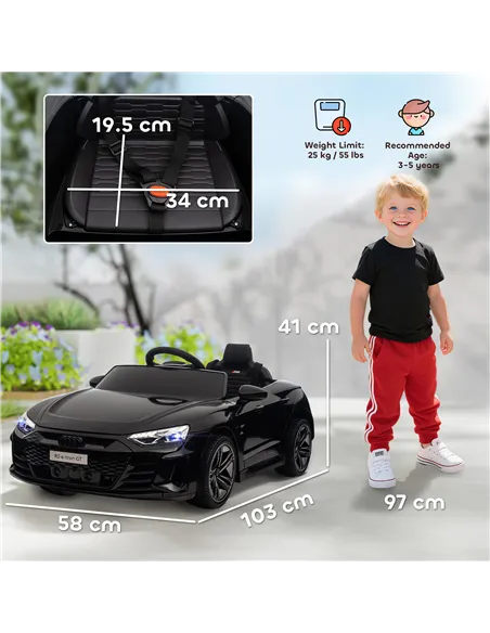 HOMCOM Audi Licensed 12V Kids Electric Ride-On, with Remote Control, Suspension System, Lights, Music, Motor - Black