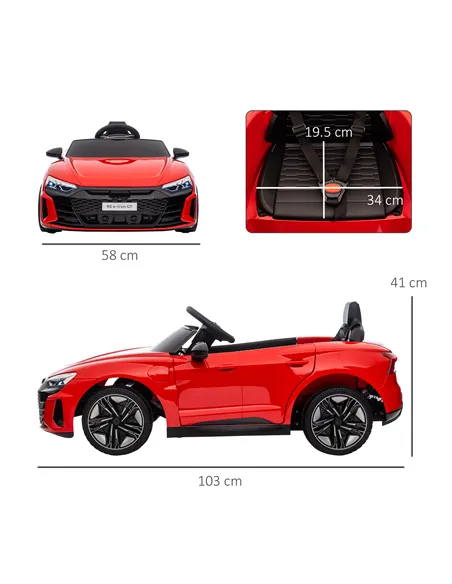 HOMCOM Audi Licensed 12V Kids Electric Ride-On, with Remote Control, Suspension System, Lights, Music, Motor - Red