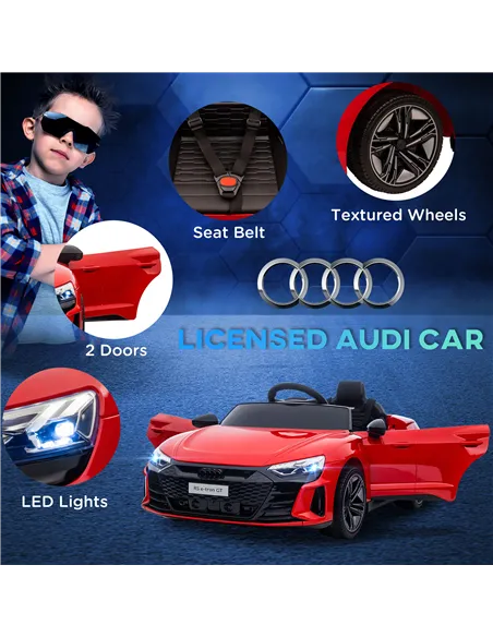 HOMCOM Audi Licensed 12V Kids Electric Ride-On, with Remote Control, Suspension System, Lights, Music, Motor - Red