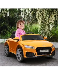 HOMCOM Kids Licensed Audi TT RS Ride-On Car 12V Battery w/ Remote Suspension Headlights and MP3 Player 3km/h Yellow 2