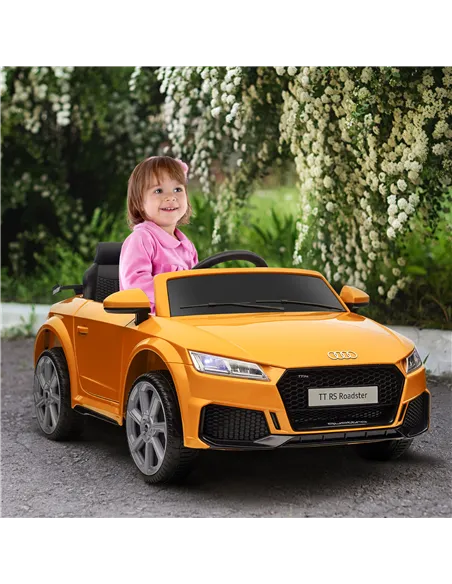 HOMCOM Kids Licensed Audi TT RS Ride-On Car 12V Battery w/ Remote Suspension Headlights and MP3 Player 3km/h Yellow
