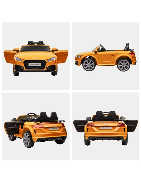 HOMCOM Kids Licensed Audi TT RS Ride-On Car 12V Battery w/ Remote Suspension Headlights and MP3 Player 3km/h Yellow