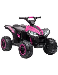 HOMCOM 12V Ride-On Quad Bike w/ Music, Horn, for Ages 3-5 Years - Pink
