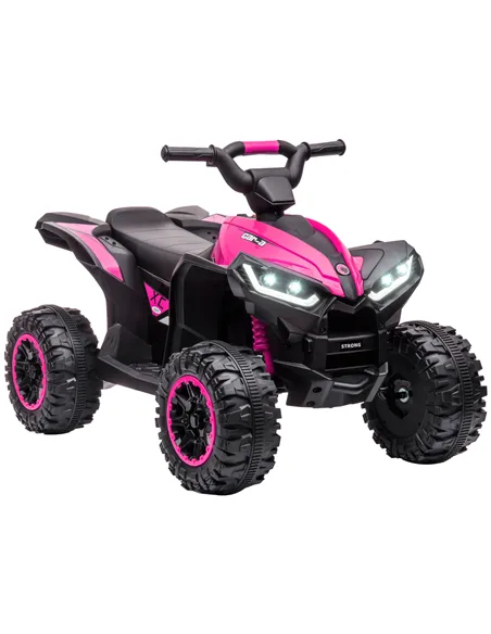 HOMCOM 12V Ride-On Quad Bike w/ Music, Horn, for Ages 3-5 Years - Pink