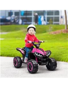 HOMCOM 12V Ride-On Quad Bike w/ Music, Horn, for Ages 3-5 Years - Pink 2