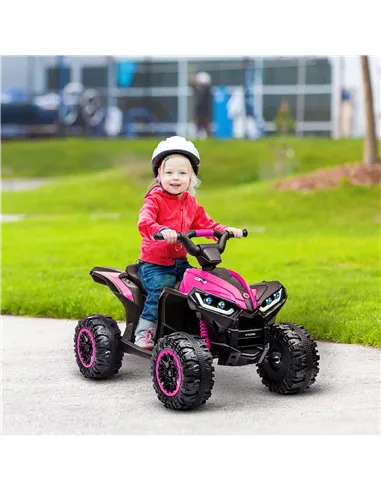 HOMCOM 12V Ride-On Quad Bike w/ Music, Horn, for Ages 3-5 Years - Pink
