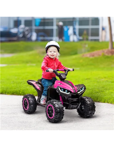 HOMCOM 12V Ride-On Quad Bike w/ Music, Horn, for Ages 3-5 Years - Pink