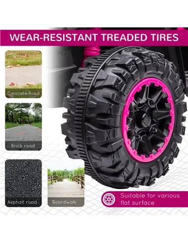 HOMCOM 12V Ride-On Quad Bike w/ Music, Horn, for Ages 3-5 Years - Pink