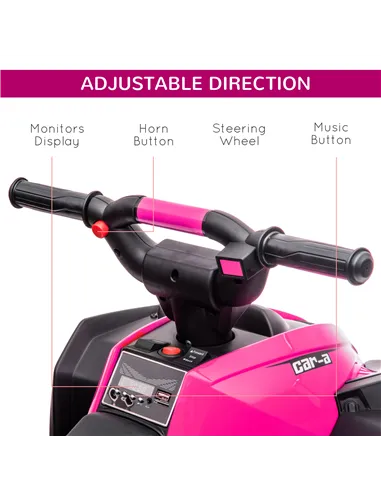 HOMCOM 12V Ride-On Quad Bike w/ Music, Horn, for Ages 3-5 Years - Pink