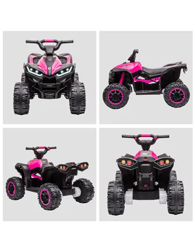 HOMCOM 12V Ride-On Quad Bike w/ Music, Horn, for Ages 3-5 Years - Pink