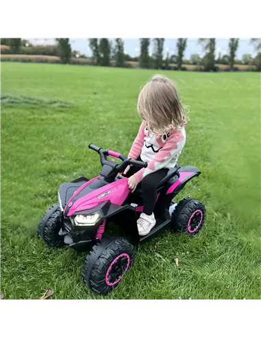 HOMCOM 12V Ride-On Quad Bike w/ Music, Horn, for Ages 3-5 Years - Pink