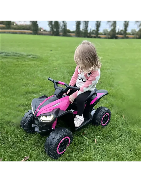 HOMCOM 12V Ride-On Quad Bike w/ Music, Horn, for Ages 3-5 Years - Pink
