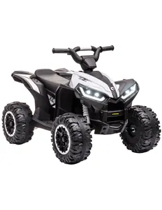 HOMCOM 12V Ride-On Quad Bike w/ Music, Horn, for Ages 3-5 Years - White