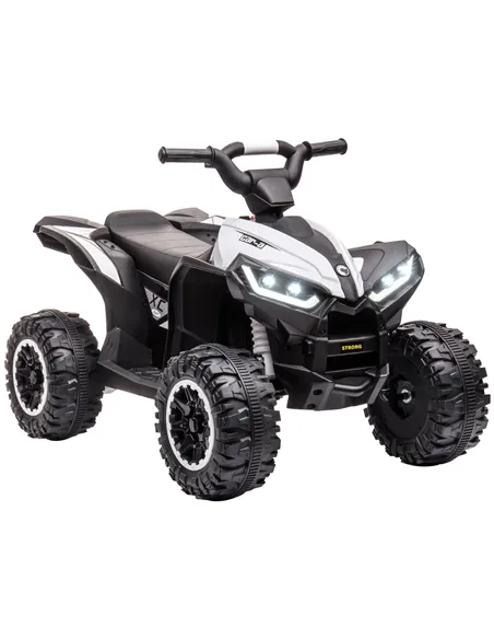 HOMCOM 12V Ride-On Quad Bike w/ Music, Horn, for Ages 3-5 Years - White